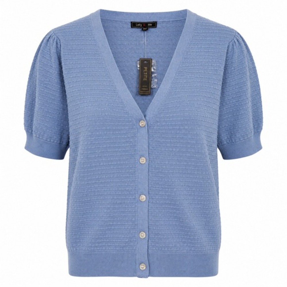 Lety & Me Blue Textured Short Sleeve Cardigan Petite‎ XL NWT